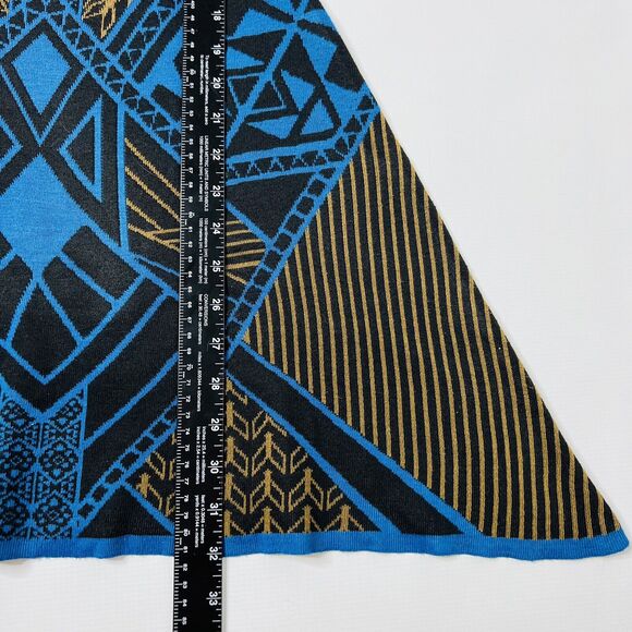 Flying Tomato Size XS Blue Multi Aztec Fit And Flare Asymmetrical Sweater Dress - Picture 7 of 7